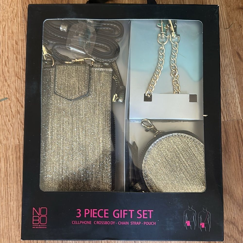 No Boundaries 3-Piece Purse Gift Set New Gold Women's Handbag Accessories
